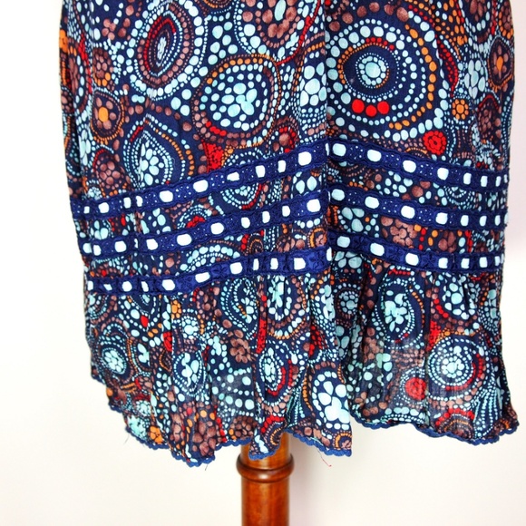 90's Free People Dress Navy Blue With Floral Print - Picture 7 of 7